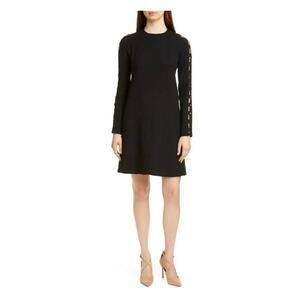 LELA ROSE Wave Inset Long Sleeve Dress Size 16